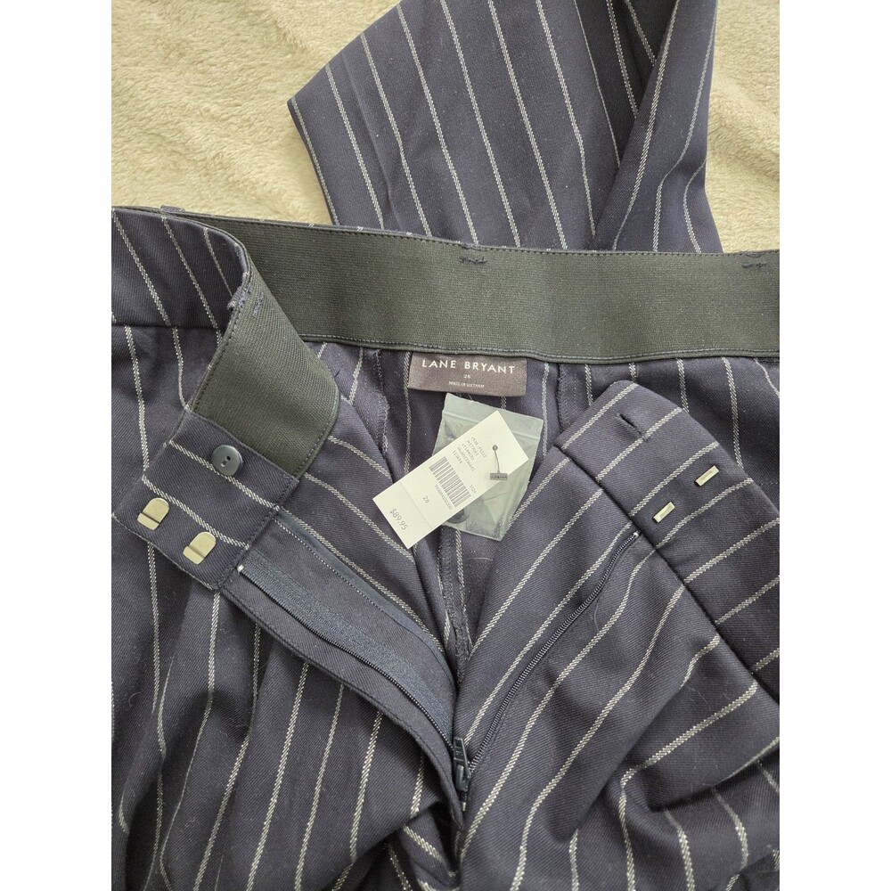 NWT Lane Bryant Womens Size 26 Wide Leg Trouser Navy Blue Pinstripe Collegiate - Picture 4 of 6